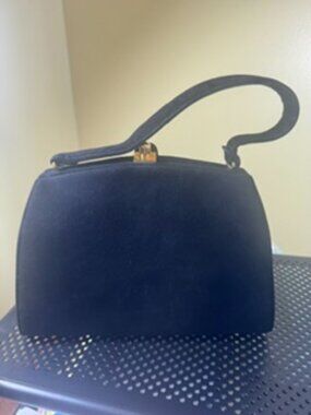 Vintage Koret Black Velvet Structured Bag